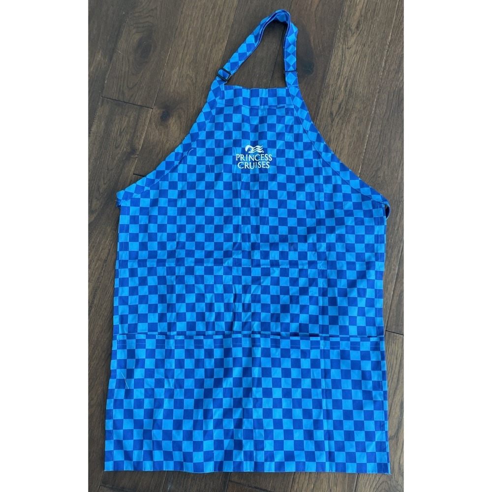 Princess Cruises Blue Checkered Kitchen Apron‎ Unisex One Size 32"x24"